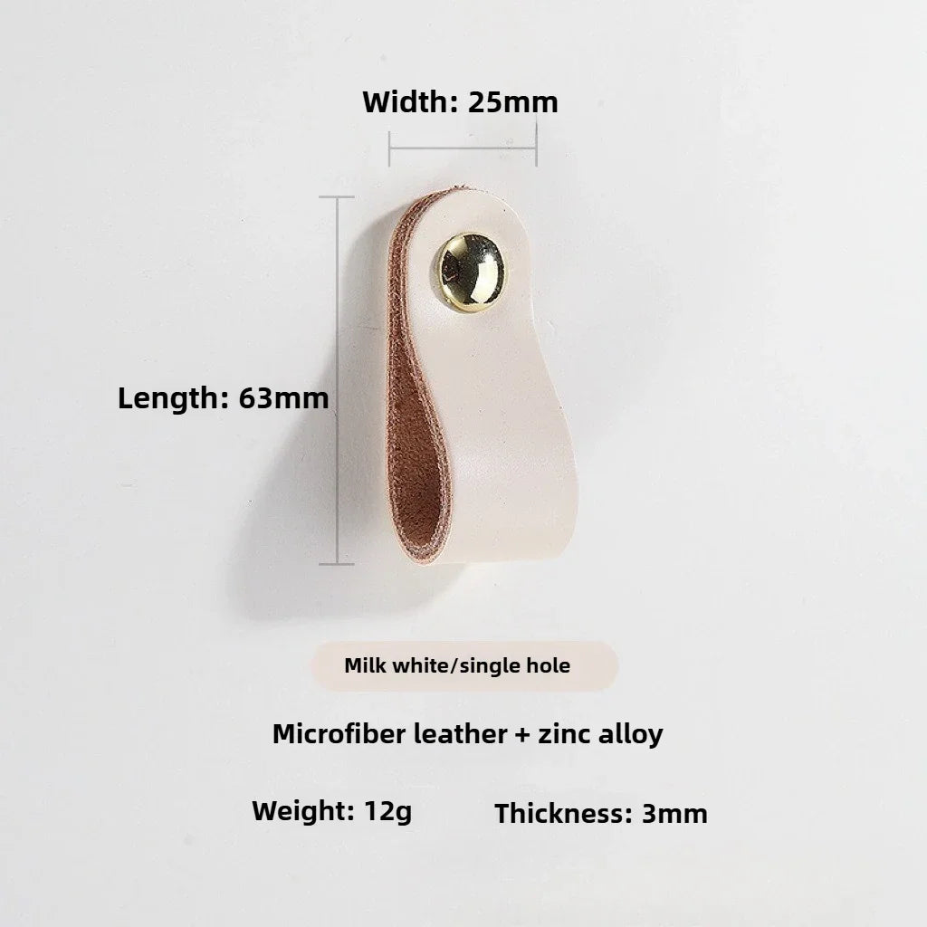 Cowhide Leather Cabinet Handles for Kids Room Kitchen Drawer Knobs Door Hardware Modern Minimalist Furniture Accessories