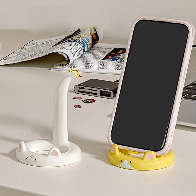 Cute And Sweet Cartoon Cat Mobile Phone Holder, Creative Desktop Mini Mobile Phone Holder, Can Be Used As A Decorative Ornament Oasis Select
