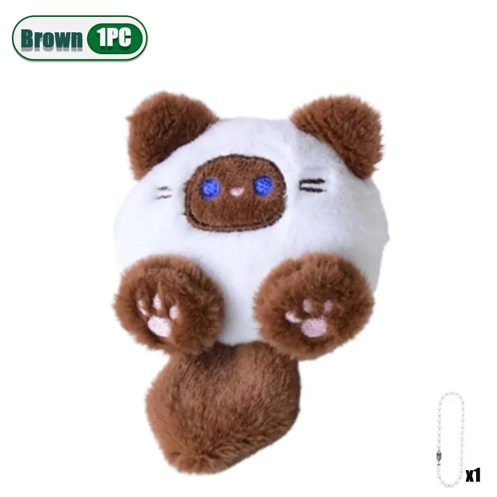 1-20PCS Cute Plush Long Tail Cat Pendant Cat Doll Doll School Bag Charm Key Charm Children's Birthday Gift Holiday Friend Gift Oasis Select Brown-1PC