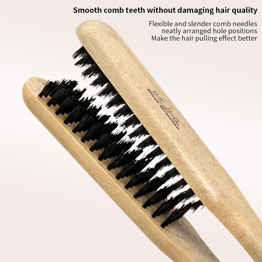 V-Type Wooden Handle Hair Straightener Comb | Anti-Static Hair Styling Comb Oasis Select