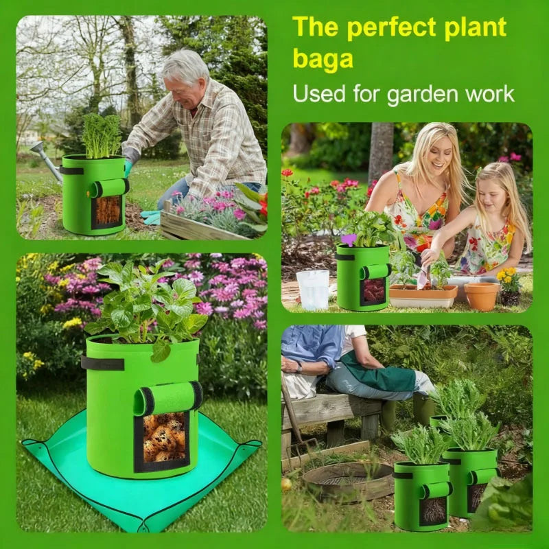 1PC Felt Potato Planting Bag Large Diameter Vegetable Plant Seedling Bag Non-Woven Felt Potato Growing Bucket Oasis Select