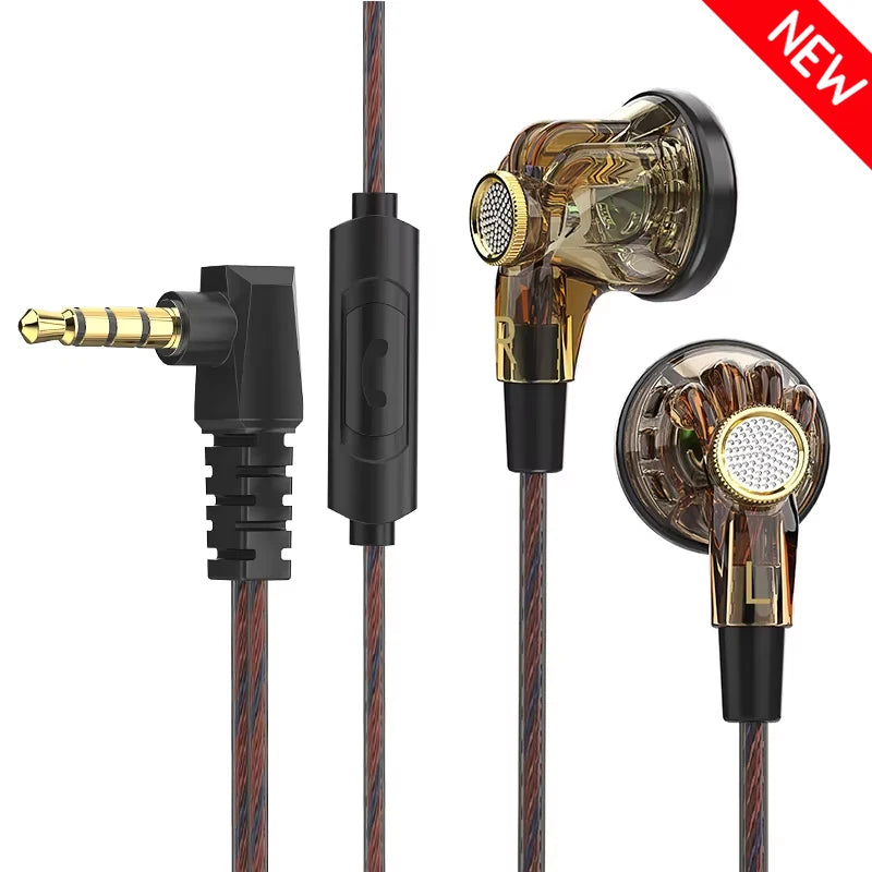 Original QKZ-MDR Wired Earphone HIFI Stereo Flat Headset With HD MIC 3.5mm AUX In-Ear Music Game Sports Headphones Oasis Select (New) Brown