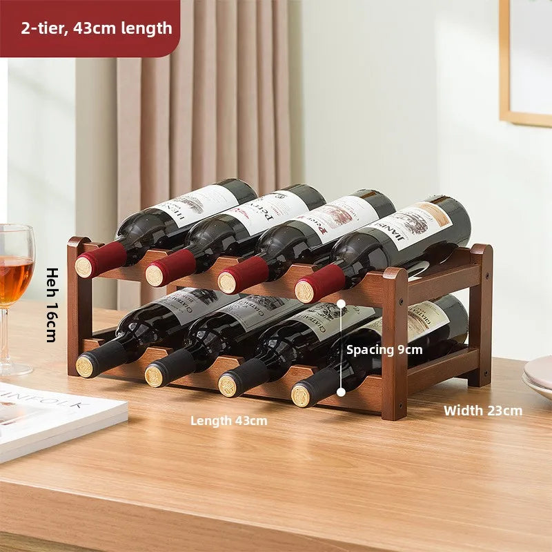 Creative red wine rack Solid wood wine rack Wine bottle rack Red wine display rack Multi-bottle storage Wine cabinet decorative Oasis Select Second floor 43