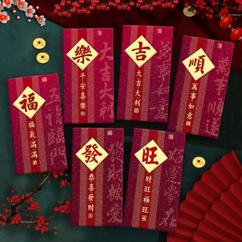 6Pcs Paper 2026 Horse Year Red Envelope Mini Cartoon Lucky Money Bag Traditional Blessing Red Pocket Marriage Celebration Oasis Select B12