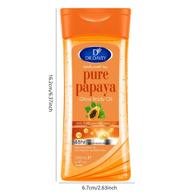 DR.DAVEY Papaya Glow Body Oil 2×200ml | Moisturizing Skin Oil