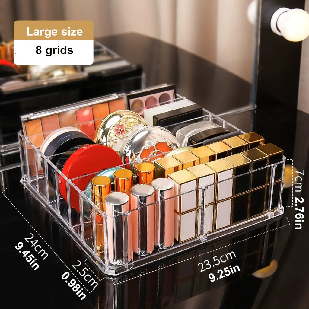 1pc Transparent Cosmetic Storage Box, Eye Shadow Color Palette and Lipstick Storage Box, Desktop Cosmetic Finishing Box Oasis Select Large -8 grids