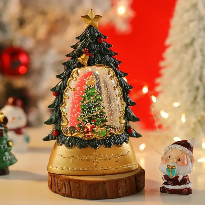 Christmas Illuminated Night Lights Decorate The Desktop with Snowflake and Christmas Wind Lanterns Creating A Festive Atmosphere Oasis Select Green Christmas tree 14.6cm
