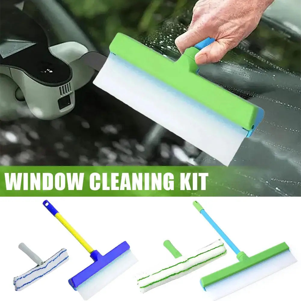 Car Silicone Squeegee & Microfiber Scrubber Cleaning Kit