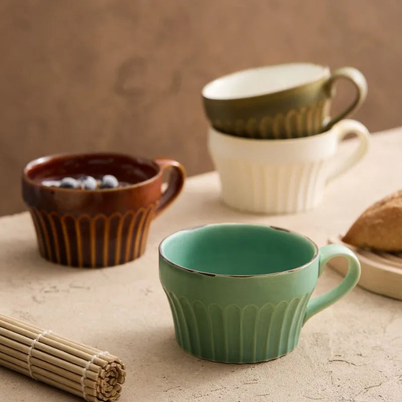 350ML Ceramic Coffee Mug Japanese Coarse Pottery Breakfast Milk Mug Home Office Water Cup Latte Coffee Cup Afternoon Teacup Oasis Select