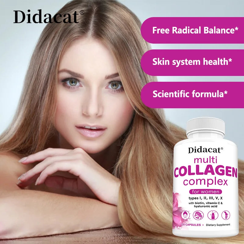 Multi-Collagen Complex Capsules – Types I II III V X + Hyaluronic Acid