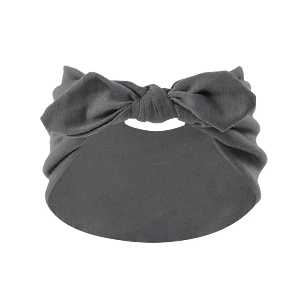 Sweat-Wicking Elastic Bunny Ear Hairband Ultra Wide Bohemian Style Bowknot Headband Knotted Bunny Ears Non Slip Headwrap Workout Oasis Select Dark Grey