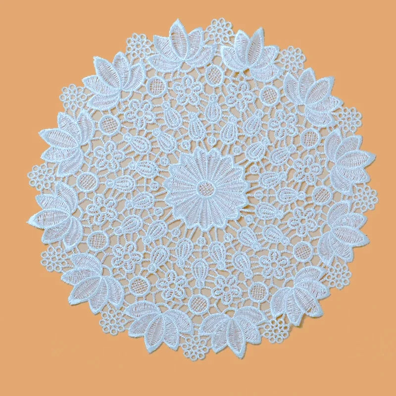 20cm Cotton Crochet Table Placemat French Embroidered Lace Coaster Cloth Coffee Mug Dining Mat Pad Wedding Banquet Home Decor Oasis Select Style 6