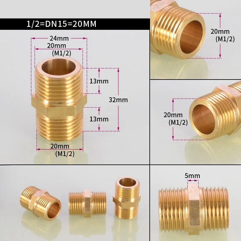 Brass Pipe Hex Nipple Fitting Quick Adapter M22 14mm Or 15mm Male Thread Connection Coupler For High Pressure Washer Gun Hose Oasis Select 2pcs 1