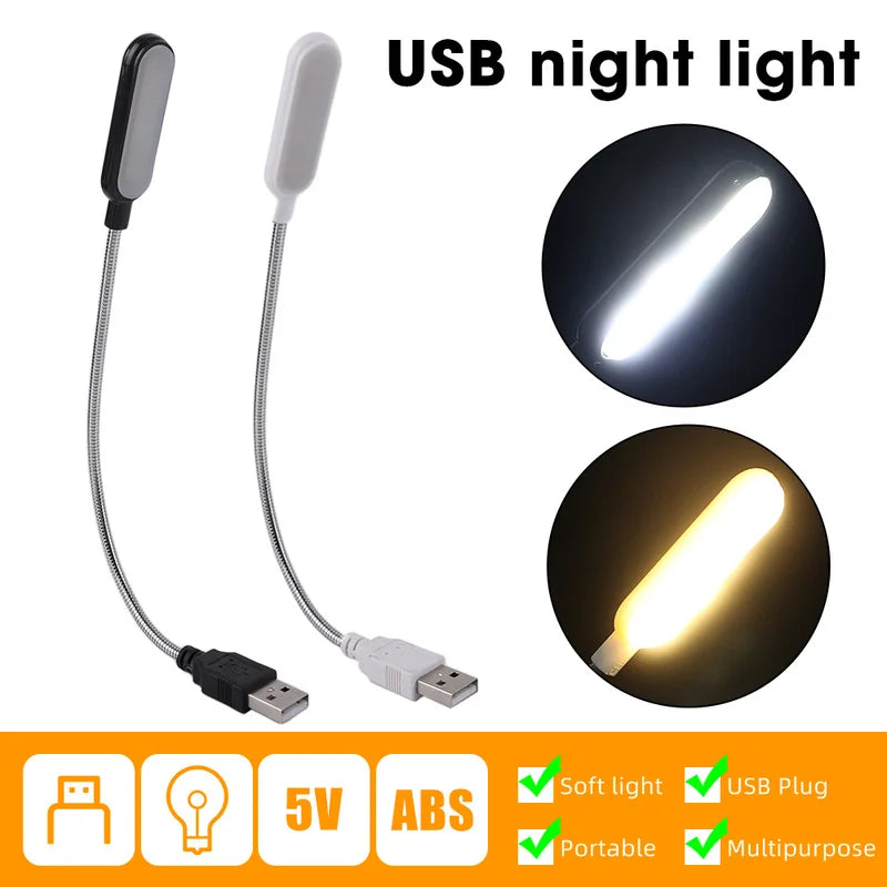 USB Book Light Portable Mini Night Light Flexible Bendable Reading Light for Table Lamp PC Computer Laptop Notebook Oasis Select