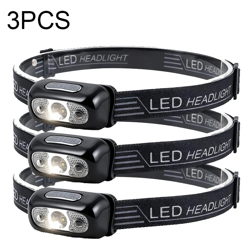 LED Sensor Headlamp USB Rechargeable – 8 Modes, Waterproof