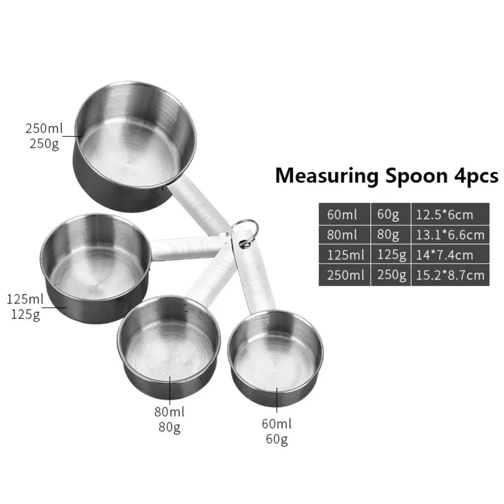 Stainless Steel Measuring Spoon Set – Engraved Scale Baking