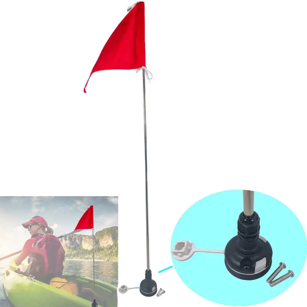 Kayak Canoe Boat Safety Flag with Base Mount and Stainless Steel Adjustable Pole Universal Kayaking Warning Flag Oasis Select