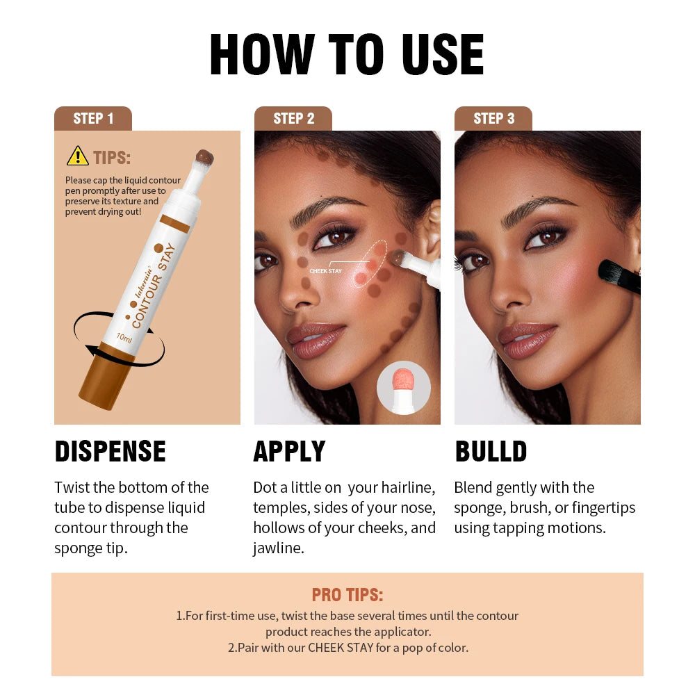 6-colors Moisturizing Liquid Contour Stay Cream Bronzer Waterproof Lightweight 3D Concealer Nourishing Face Contour Makeup Oasis Select
