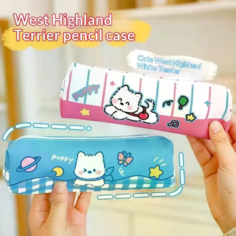 Cute Western Highland Pencil Case Student Portable Stationery Pen Box Cartoon Return To School Stationery Organizer Supplies Oasis Select