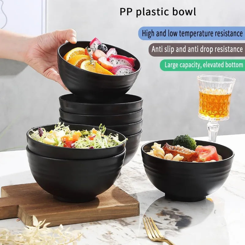 12/6pcs 26oz Plastic Dinner Bowl Set, for Home Kitchen Restaurant Cafeteria, Microwave Safe, Salad Soup Rice Ramen Snacks Bowl Oasis Select
