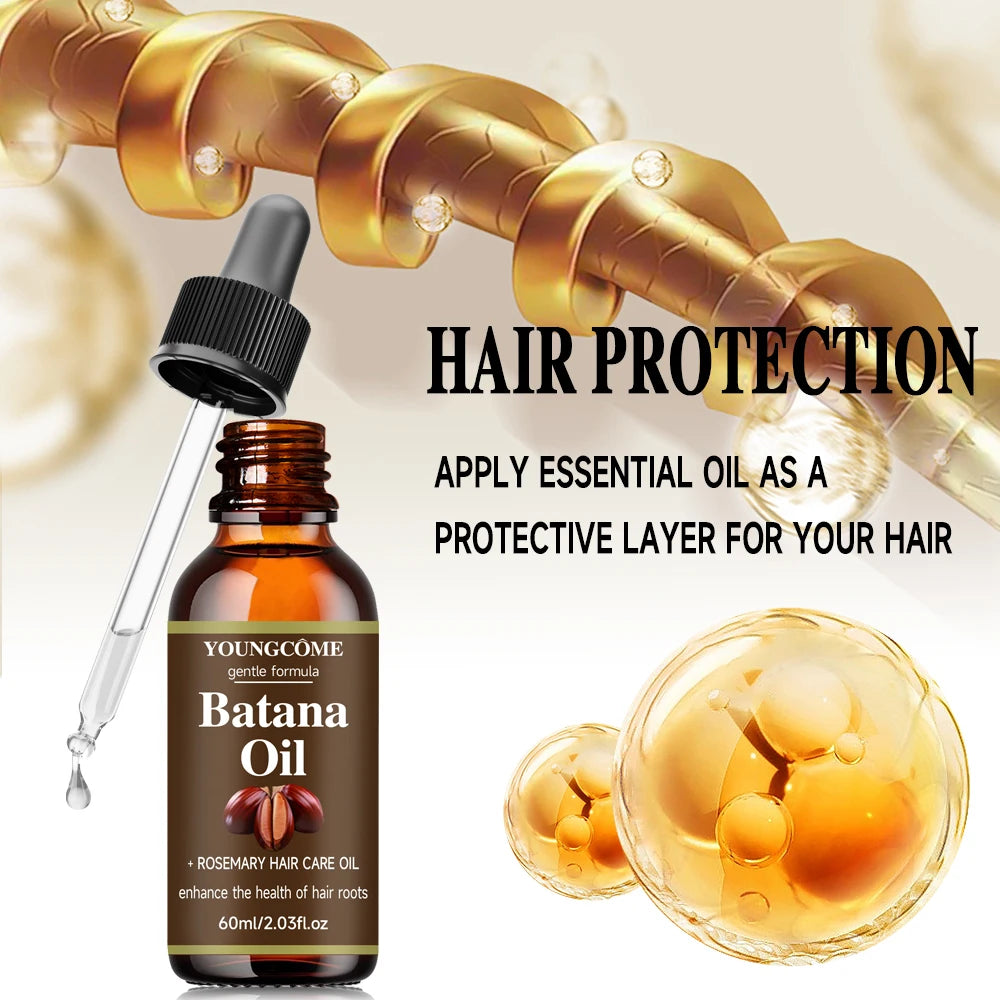 40ml/60ml Batana Rosemary Mint Scalp Hair Strengthening Oil Biotin Essential Oils Nourishing Treatment Split Ends Dry All Types Oasis Select