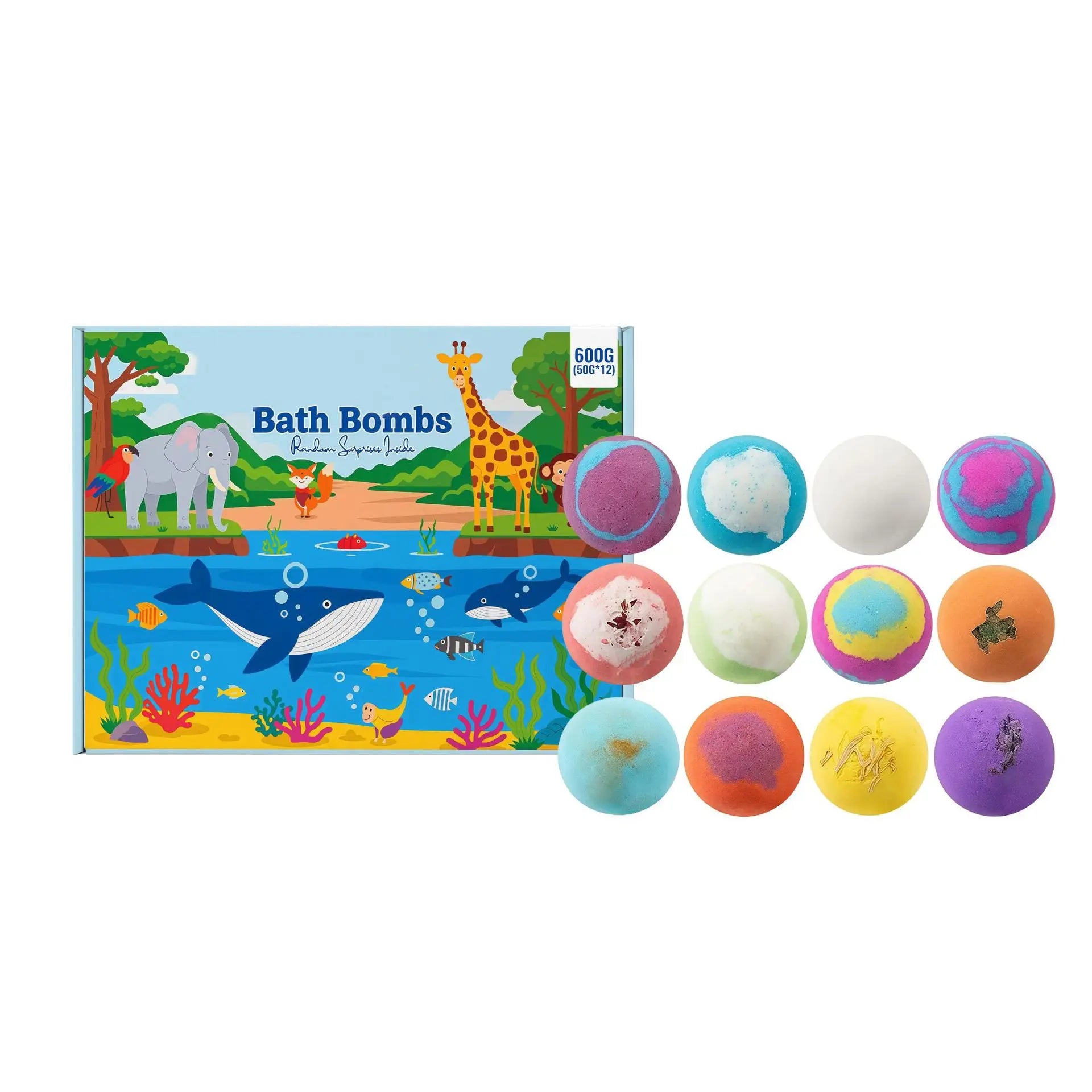 Kids Bath Bombs with Surprise Toys – 12pc Moisturizing Set Kids Bath Bomb Set Oasis Select 12pcs Boxed