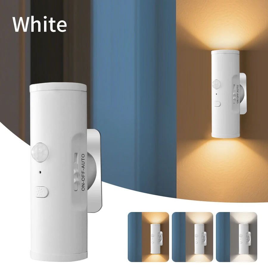 Motion Sensor LED Wall Light – Rechargeable 3-Color Spotlight LED Wall Light Oasis Select white shell