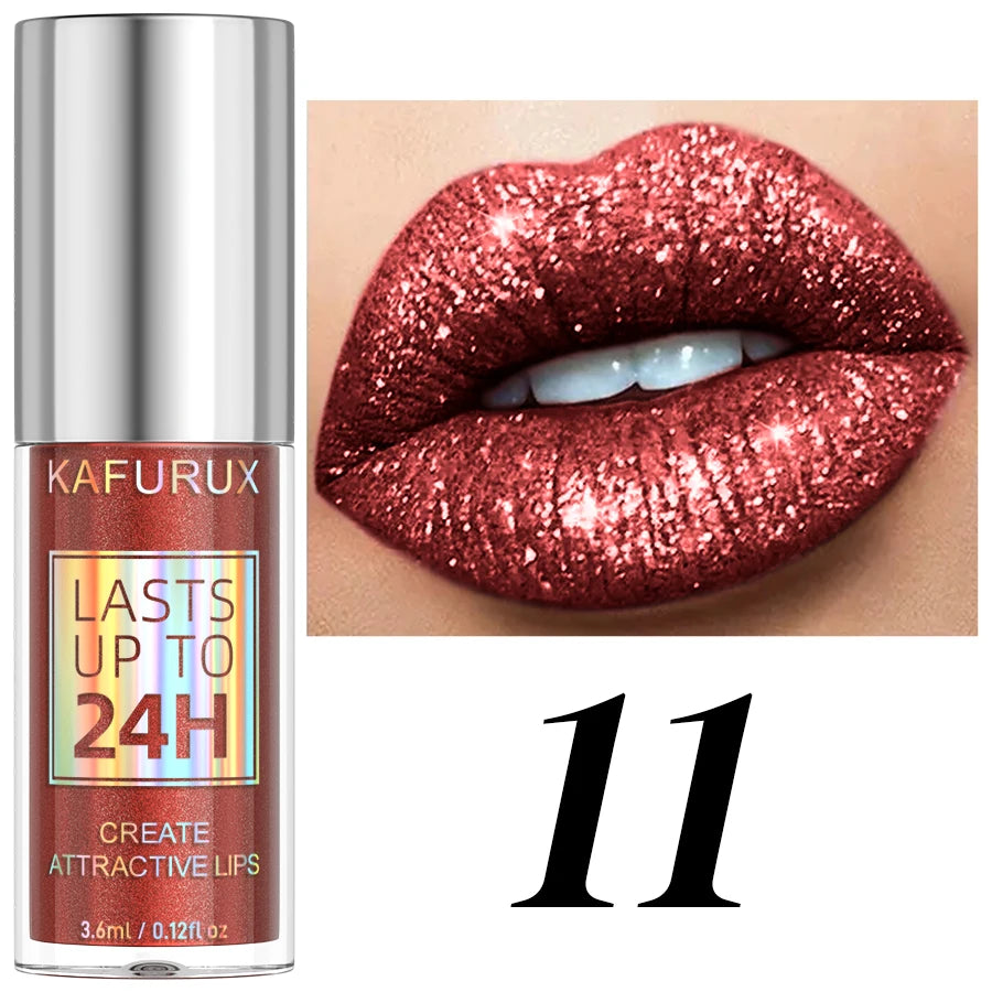 KAFURUX 20-Shade Glitter Liquid Lipstick & Diamond Lip Gloss