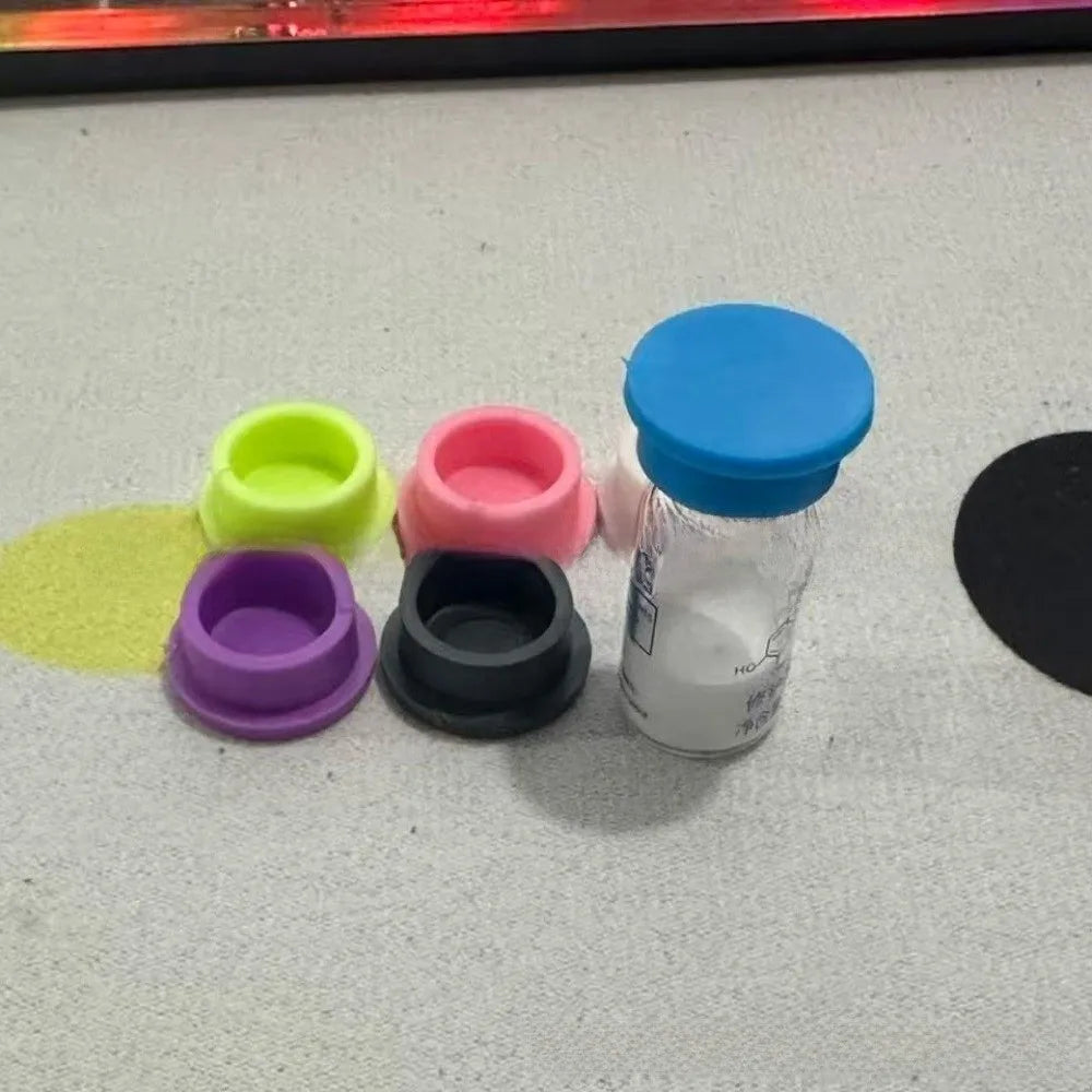 12-Pack Reusable Glass Vial Caps – Leak-Proof TPU Stopper Lids