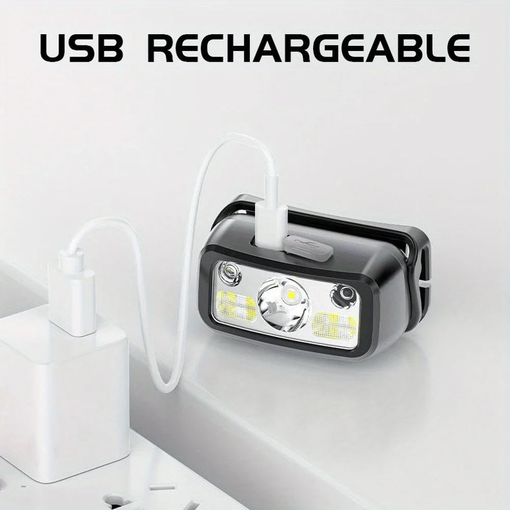 LED Sensor Headlamp USB Rechargeable 300LM – Camping & Fishing