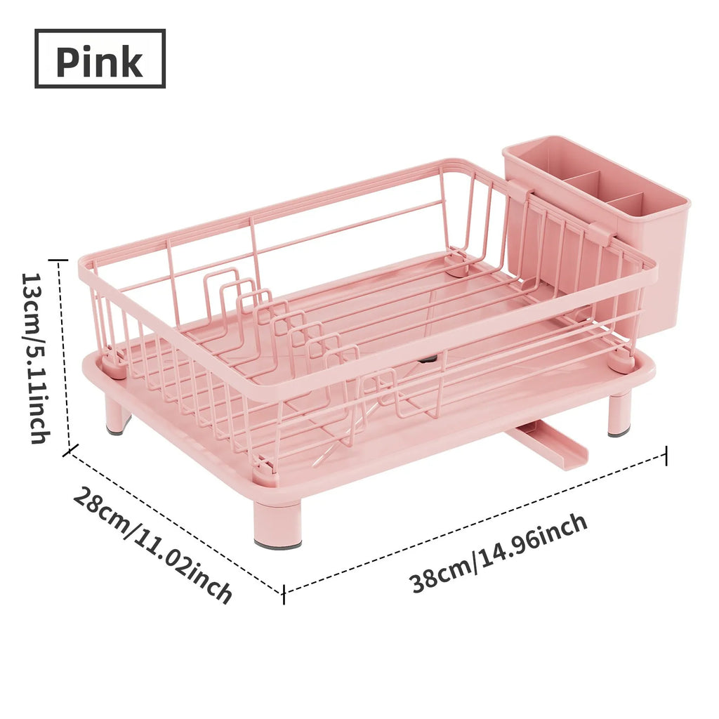 Kitchen Dish Storage Rack Dish Drain Rack Ash Powder Drain Basket Sink Dish Shelf Oasis Select Pink small