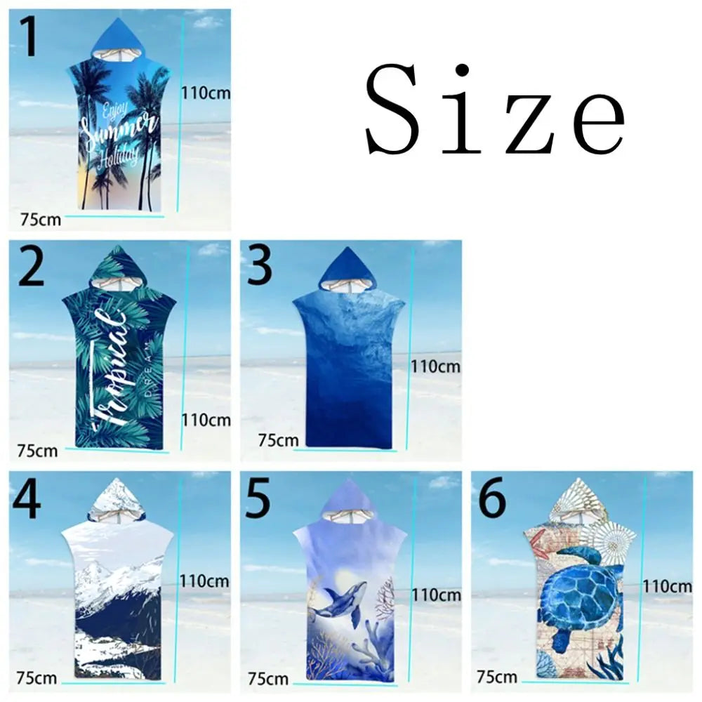 Surf Poncho Microfiber Beach Towel Fabric Quick Dry Bath Towel Absorbent Hooded Swimming Bathrobe Adult Oasis Select