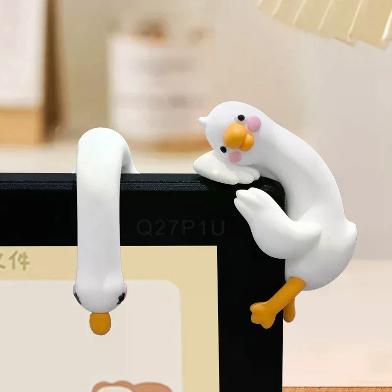 Cute 3D Resin Duck Figurine Cartoon Animal Mini Ornament Playful Desk Car Dashboard TV Monitor Decor Ideal Gift Idea Oasis Select