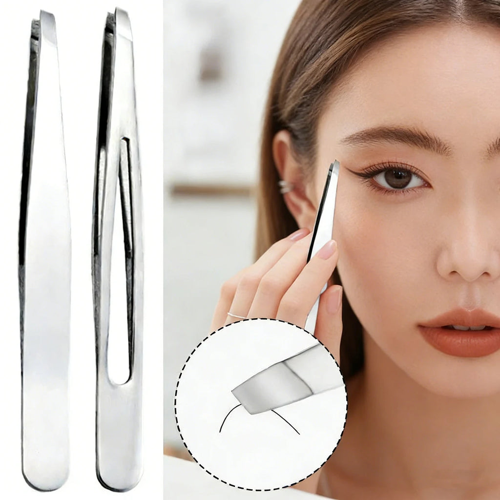 Stainless Steel Slant Tweezers for Eyebrows, Facial Hair, Ingrown Hair Removal, Slant and Point Tip Tweezers for Women and Men Oasis Select