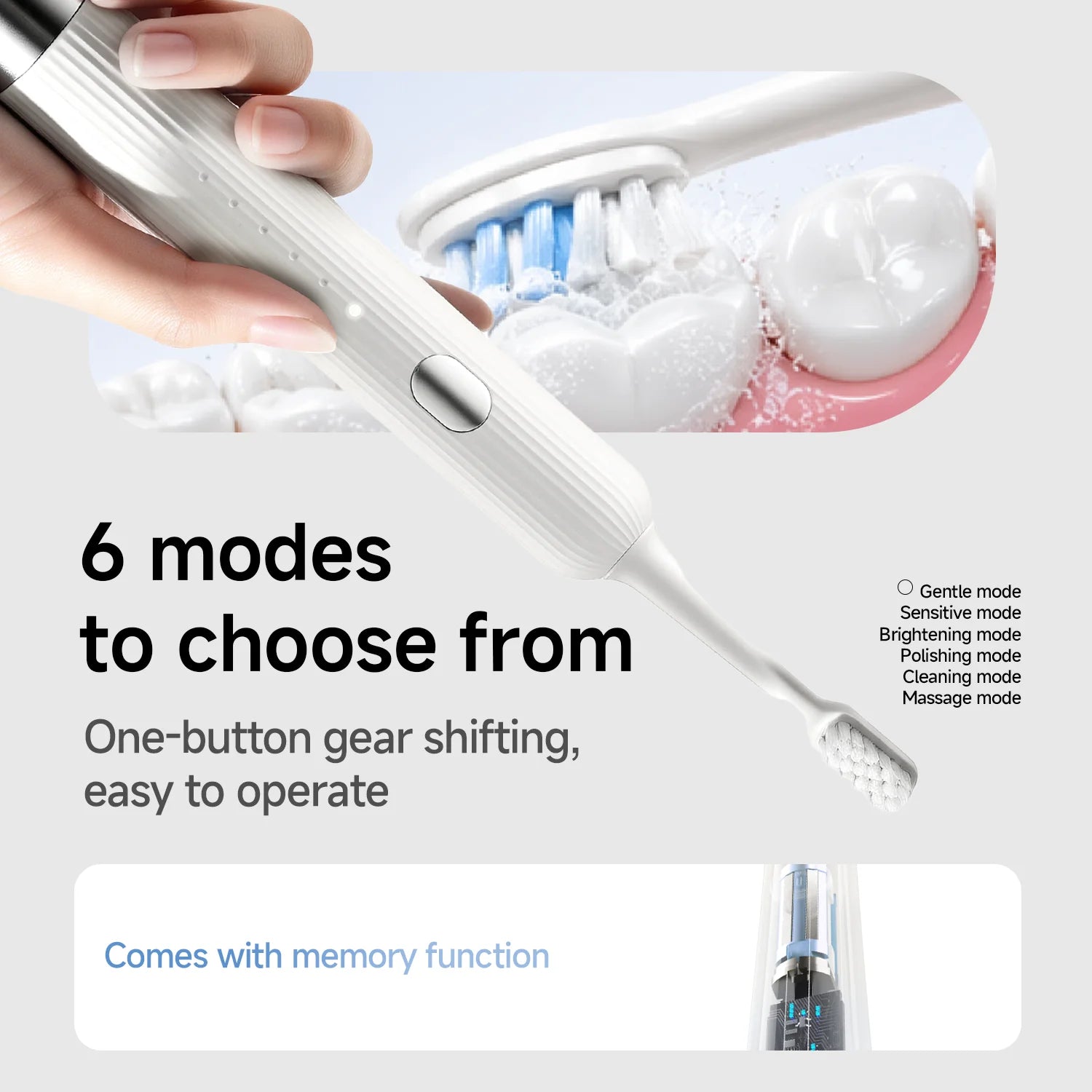 Electric Toothbrush Vibration Sonic Electric Toothbrush for Adults Rechargeable Smart 6 Modes 5 Brush Heads DOCO LAB Oasis Select