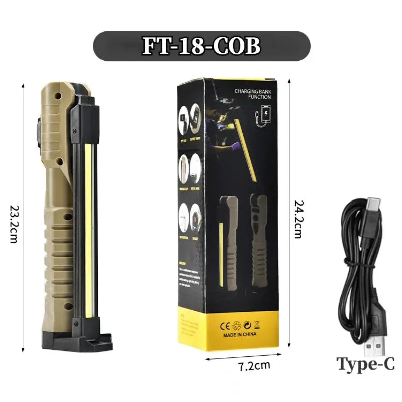 USB Rechargeable LED Work Light 1000 Lumens COB Lantern with Power Capacity Indicator Handled Flashlight for Outdoor Car Repair Oasis Select WK06-COB big