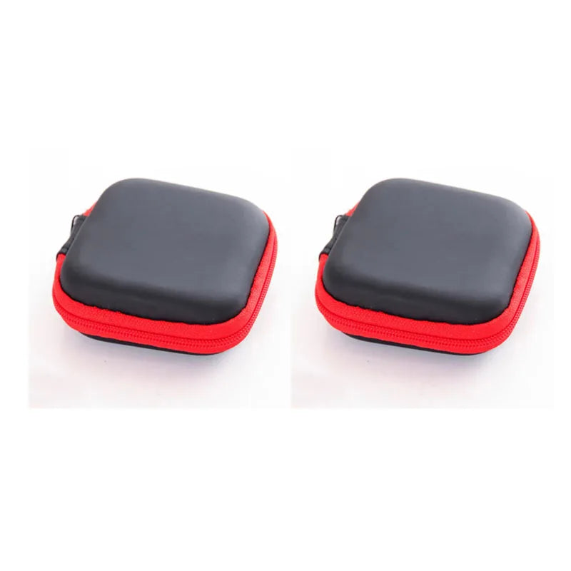 1/3Pcs Zipper Storage Bag For Wired Earphone Data Cable Mini Portable Small Square Bag For AirPods Key Money Bag Protector Case Oasis Select 2pcs Red
