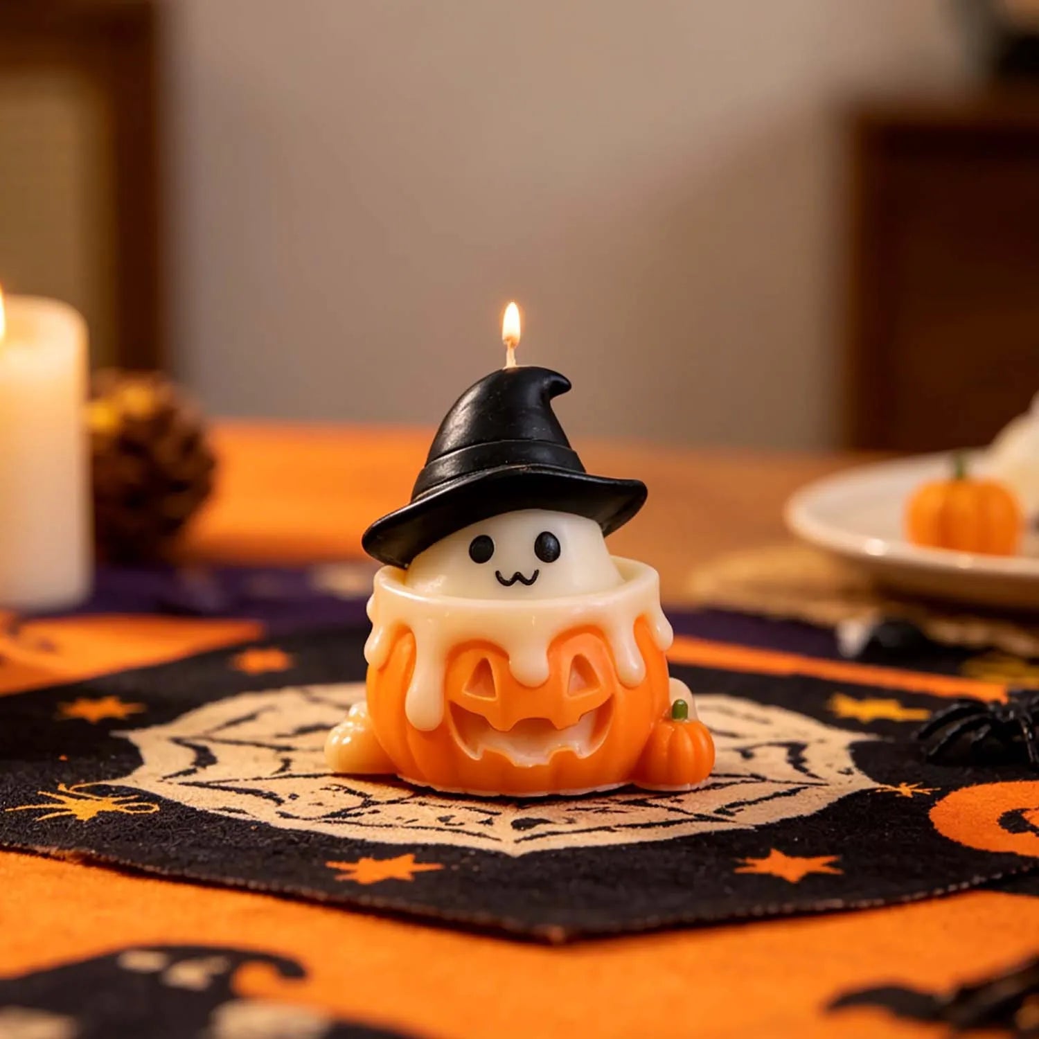 3D Ghost Pumpkin Silicone Mold DIY Candle Making Mould Epoxy Resin Cement Planter Molds Halloween Home Party Decor Oasis Select