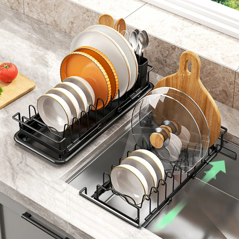 Bowl Rack Drain Rack Retractable Kitchen Dish Rack Small Dish Rack Tableware Storage Box Vegetable Basin Sink Shelf Oasis Select