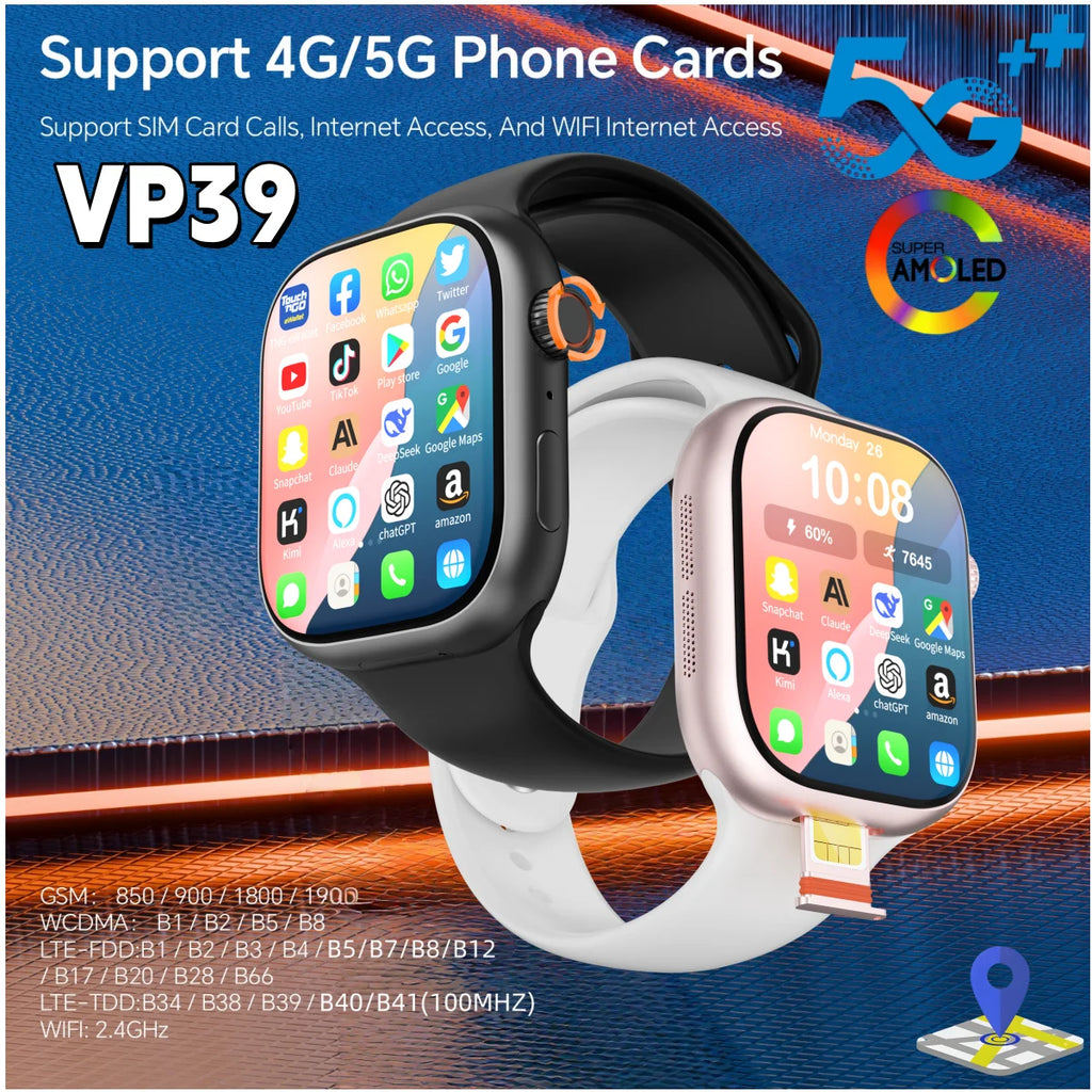Newest VP39 Smartwatch 4G 5G Full Netcom 2.29inch Rotary Camera App Store Video Calling GPS NFC WIFI Android 12.0 Smart Watch Oasis Select