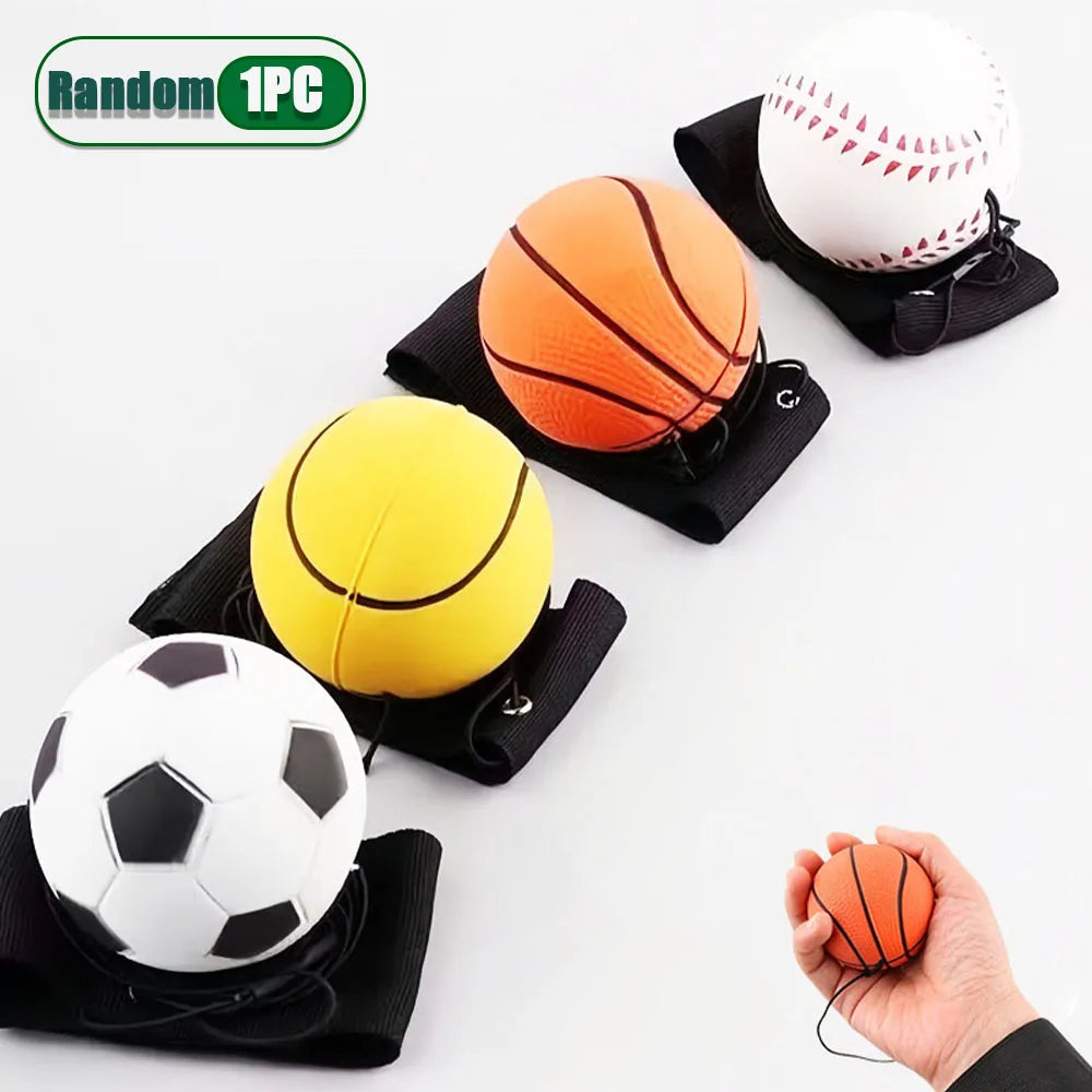Elastic Hand Swing Ball Wrist Strap PU Elastic Ball Outdoor Exercise Fitness Hand Swing Ball Elastic Ball Children's Rope Toy Oasis Select Random-1PC