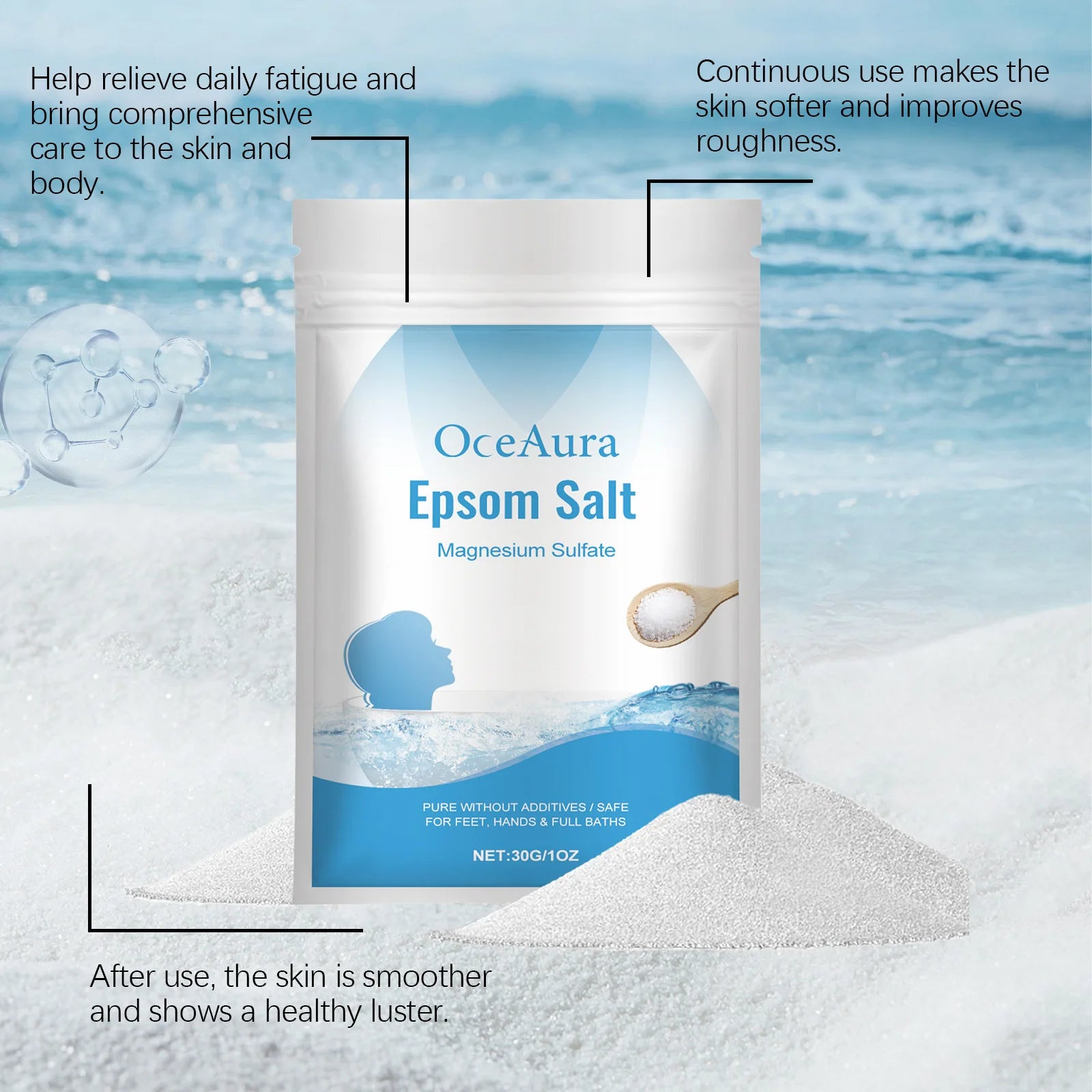OceAura Epsom Salt Bath Soak – Magnesium Sulfate Body Scrub Epsom Salt Bath Soak Oasis Select