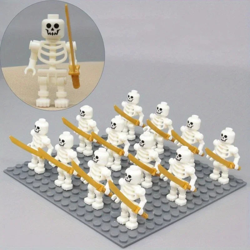 Skeleton Soldiers, Building Blocks, People, Halloween Figures, Mini Building Blocks, Ninja Bone People, Army Skeleton Corps Oasis Select White 3pcs