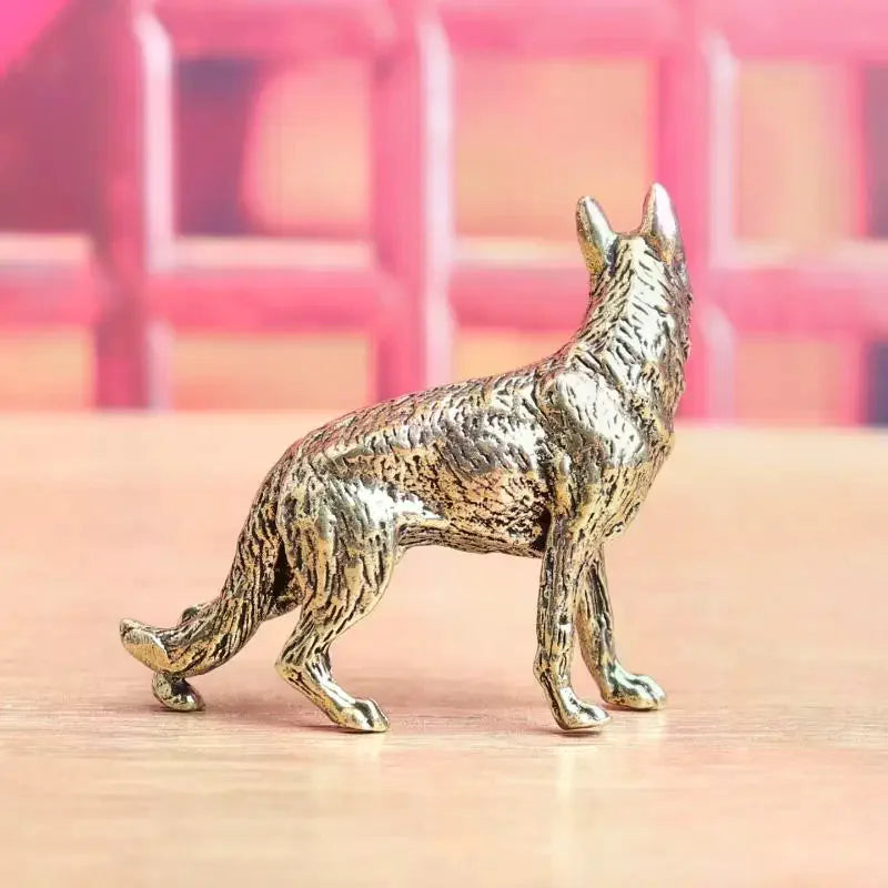 Vintage Copper Lucky Dog Miniature Figurines Desktop Small Brass Ornaments Wolf Tea Pets Home Decorations Oasis Select