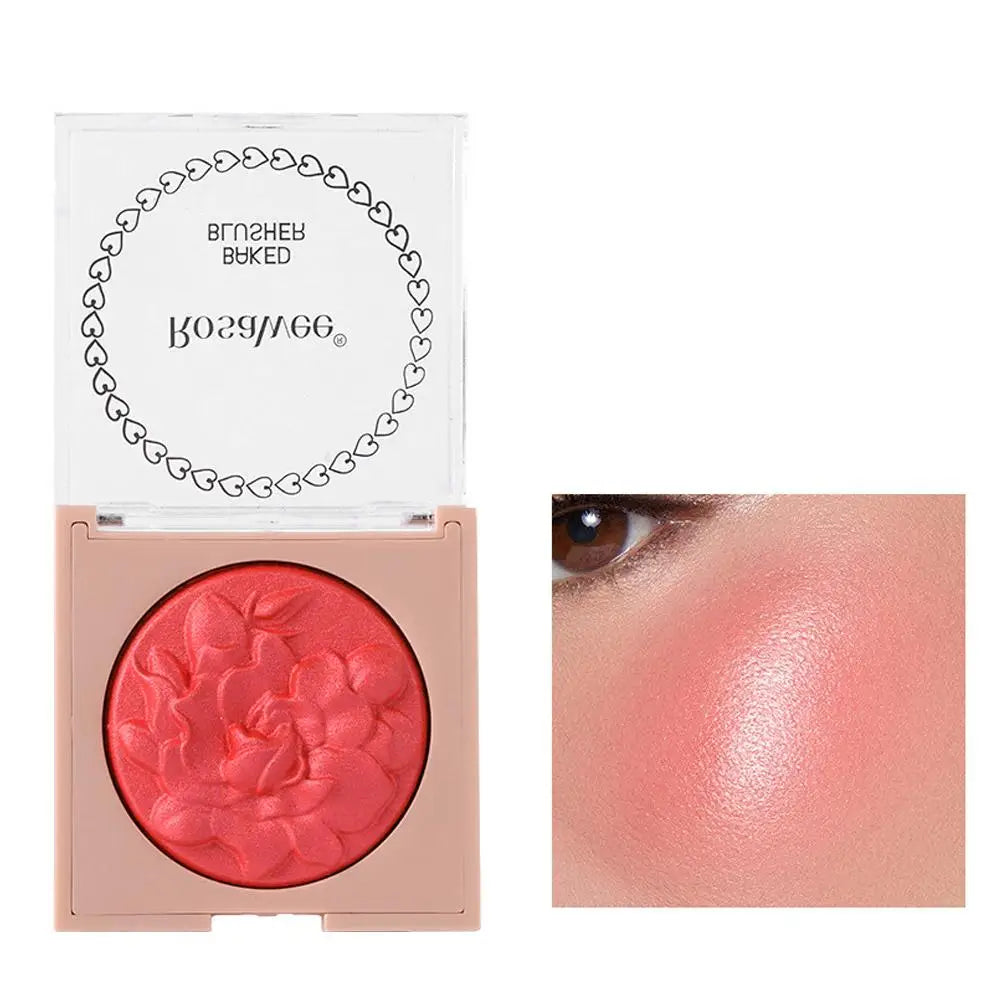 Embossed Blush Highlighter Palette Pearlescent Shimmer Blusher Baked Powder High Gloss Peach Facial Cheek Brightening Rouge Oasis Select 06 CN