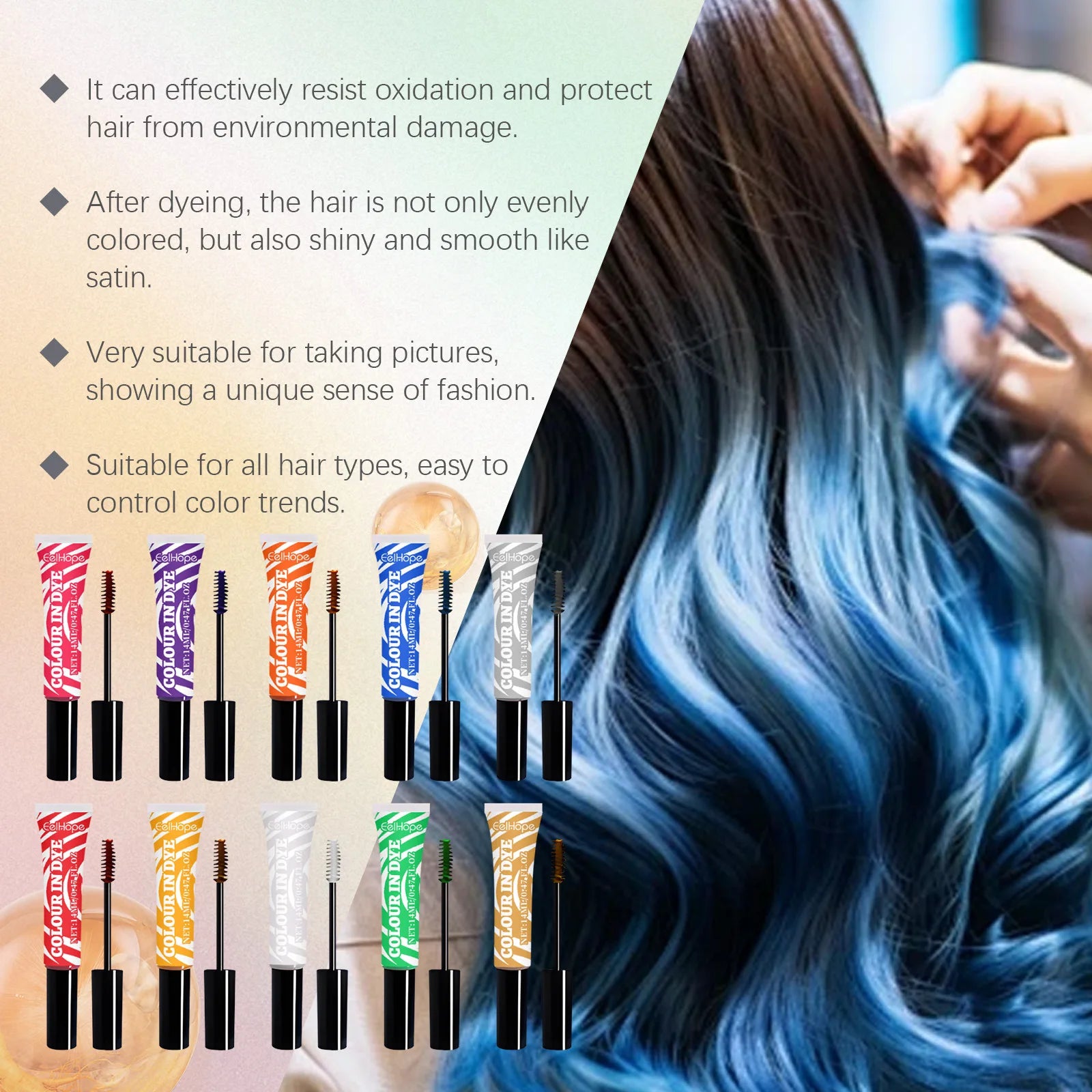 HOEGOA Temporary Hair Dye Set – 5 Vibrant Colors, Plant-Based Temporary Hair Dye Oasis Select