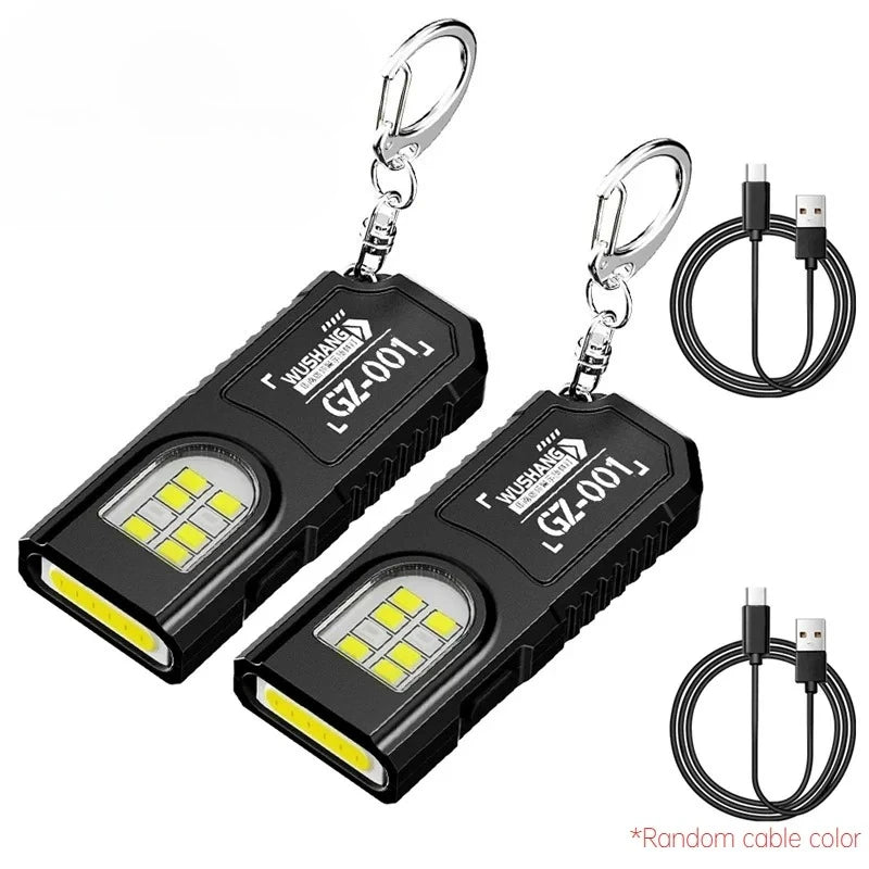 COB LED Keychain Flashlight USB-C Rechargeable + Bottle Opener