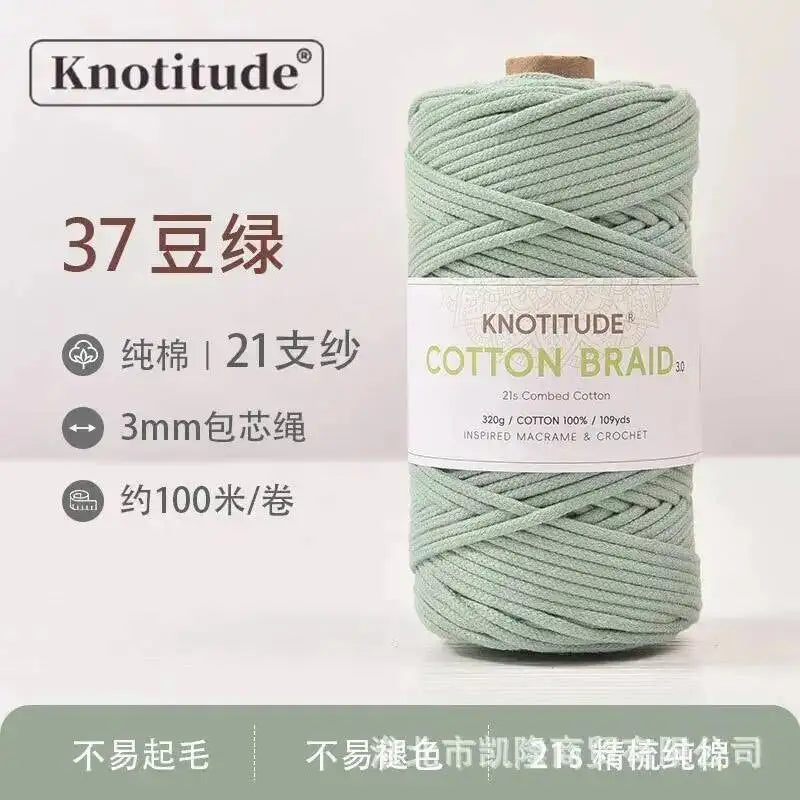 Macrame Braid Cotton Cord 109Yards Pure Rope Bracelet Knots DIY Craft