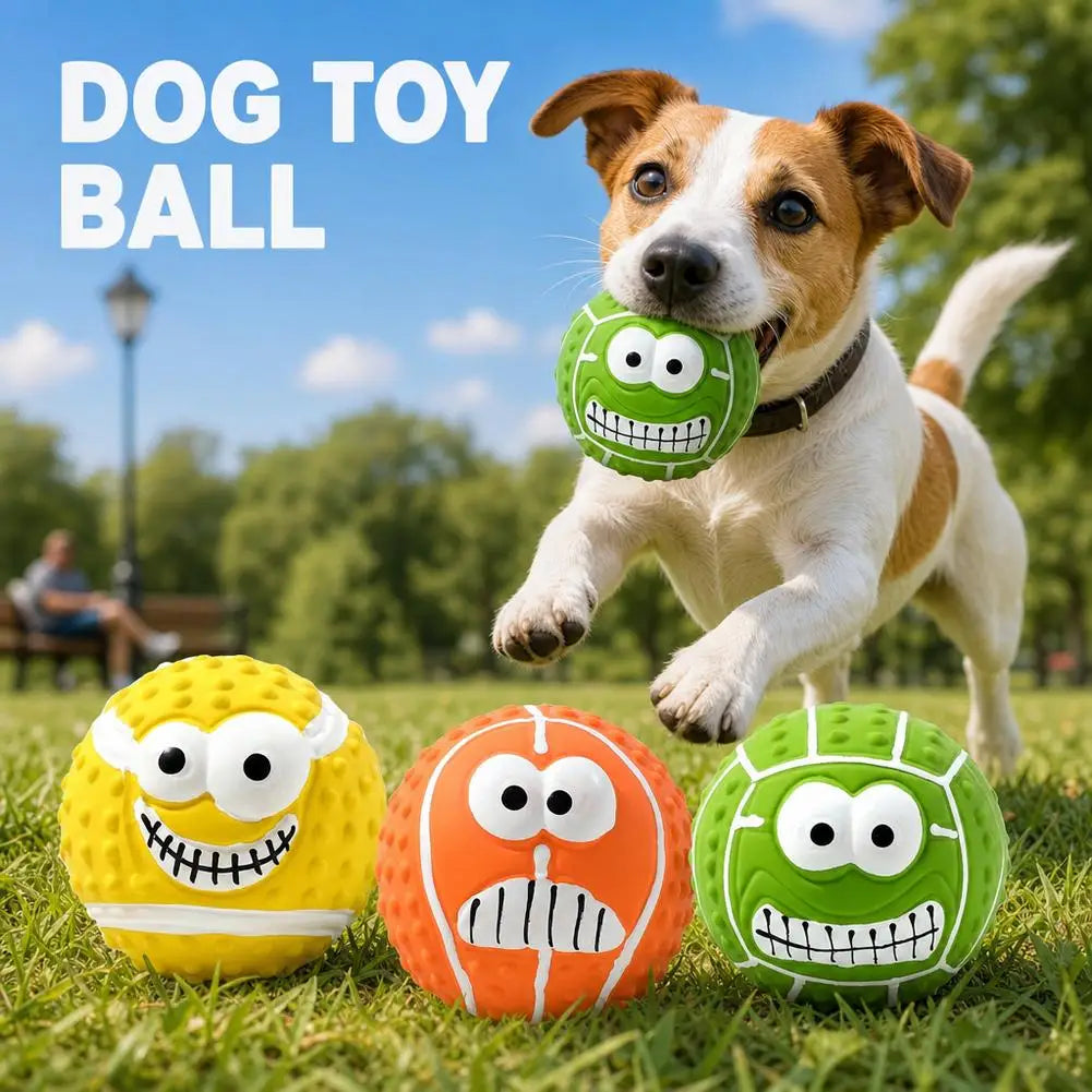 Funny Dog Toy Ball Creative Expression Pet Rubber Ball Interactive Molar Chew Toy Durable Fetch Play for Small Large Dogs Oasis Select