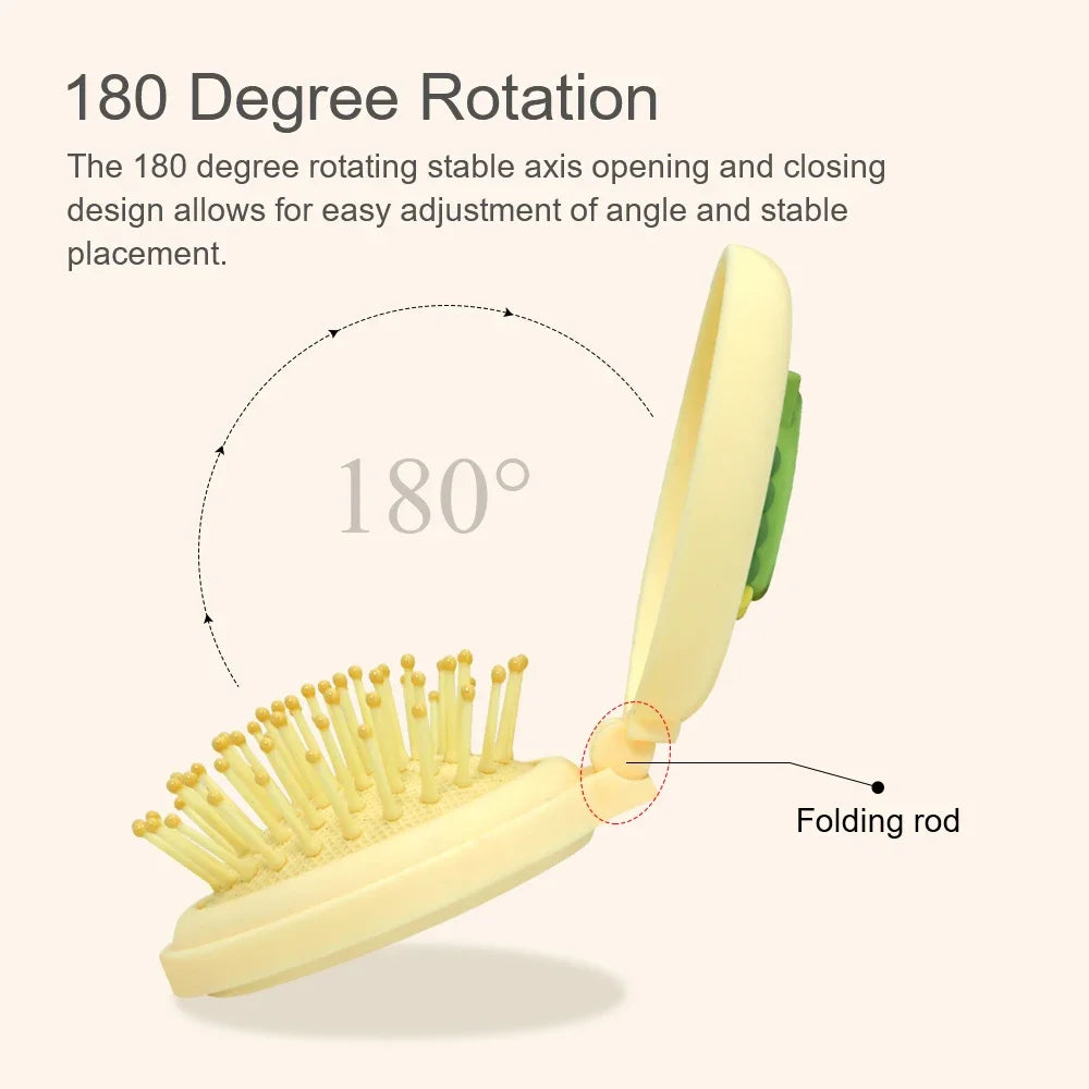Folding Airbag Hair Comb with Mirror – Anti-Static & Scalp Massage Folding Hair Comb Oasis Select